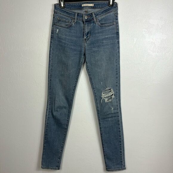 Levi's Denim - Levi’s 711 Skinny Medium Wash Distressed Mid Rise Jeans Size 26